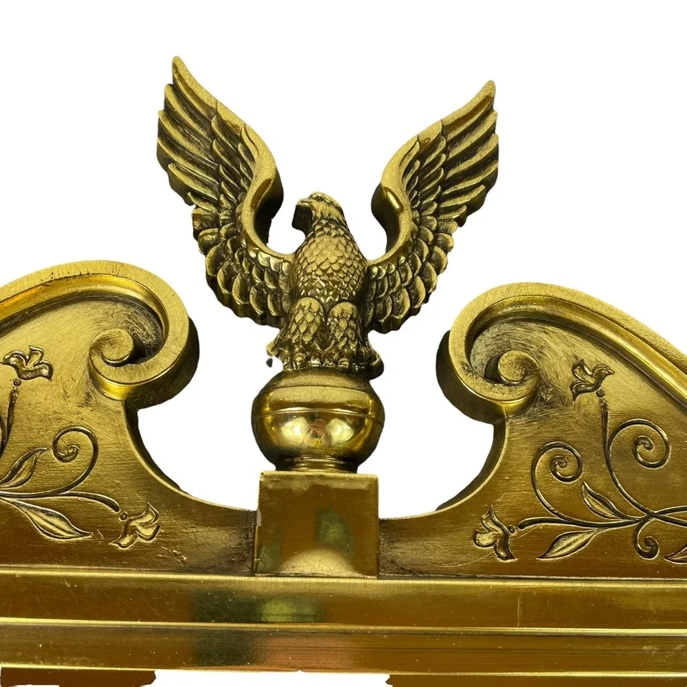 MCM 1950s Gold Eagle Gaudy Large Mirror USA Made Vintage Patina Syroco Filagree